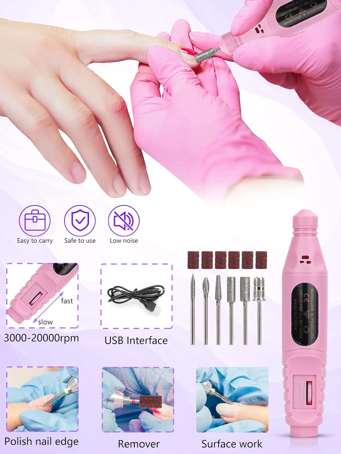 Professional Acrylic Nail Kit for Beginners - 42 Colors Glitter Powder, Liquid, UV Light, Drill, Practice Finger Nail Bag Organizer Case