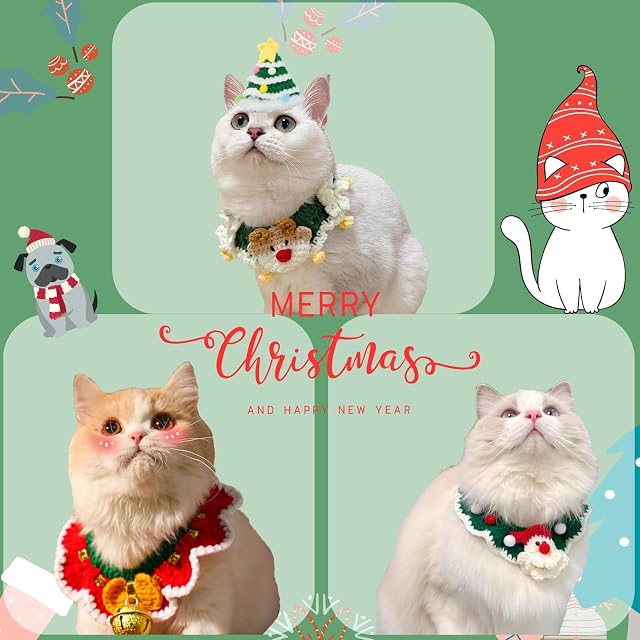 Foto 3 de 5 de Disfraces Navideños para Mascotas, Bufanda Navideña para Perros, Gorro Navideño para Gatos