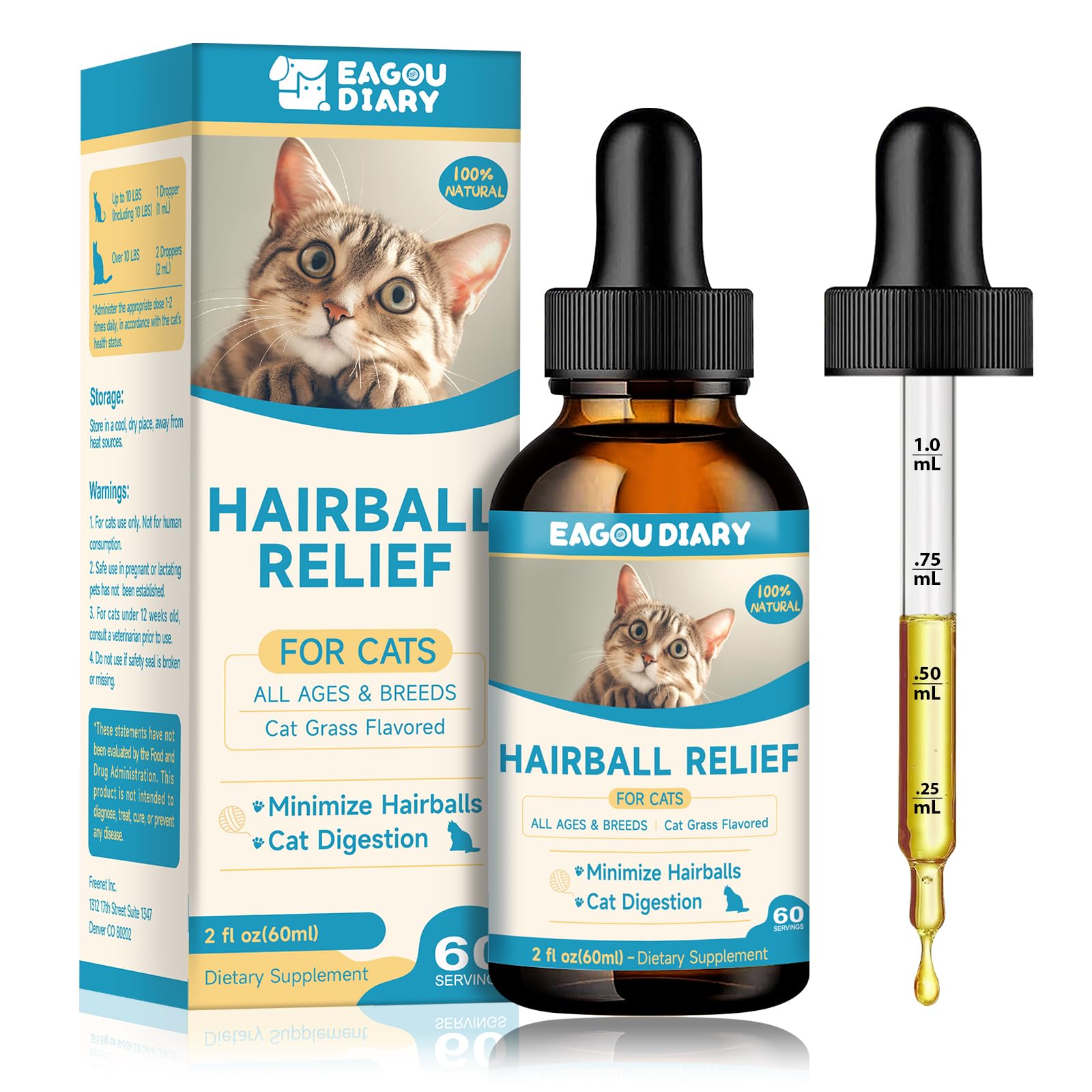 Hairball Remedy for Cats, Cat Hairball Treatment, Digestive Support, Furball Control with Psyllium Husk, Fibers, Enzyme