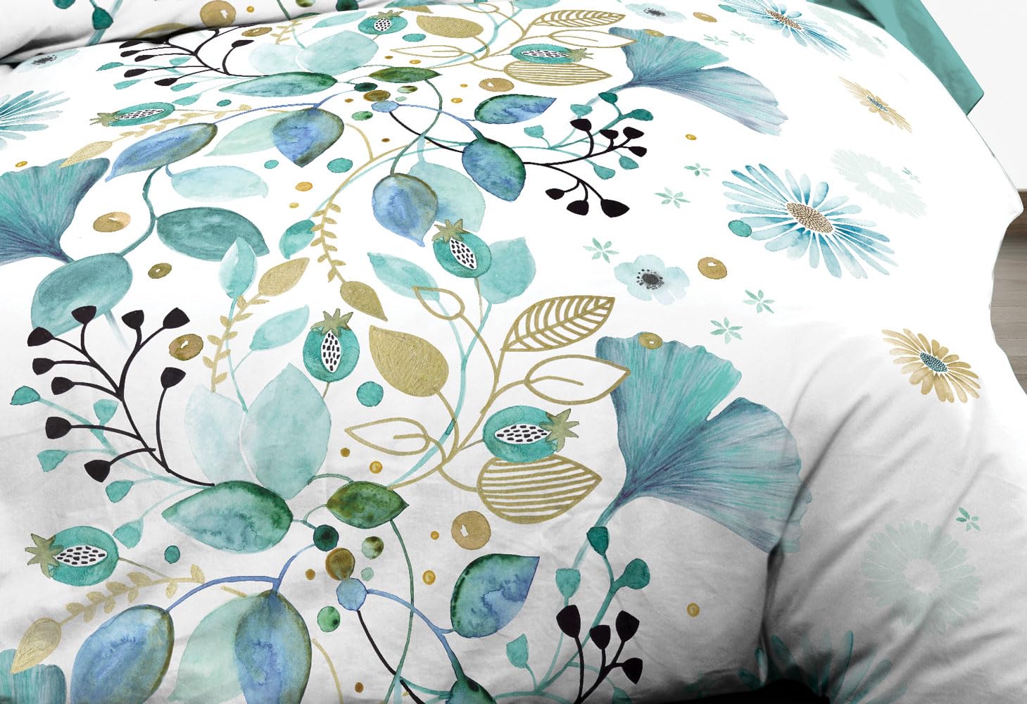 Bloom - Funda nórdica de 220 x 240 cm y 2 Fundas de Almohada, algodón Puro de 57 Hilos