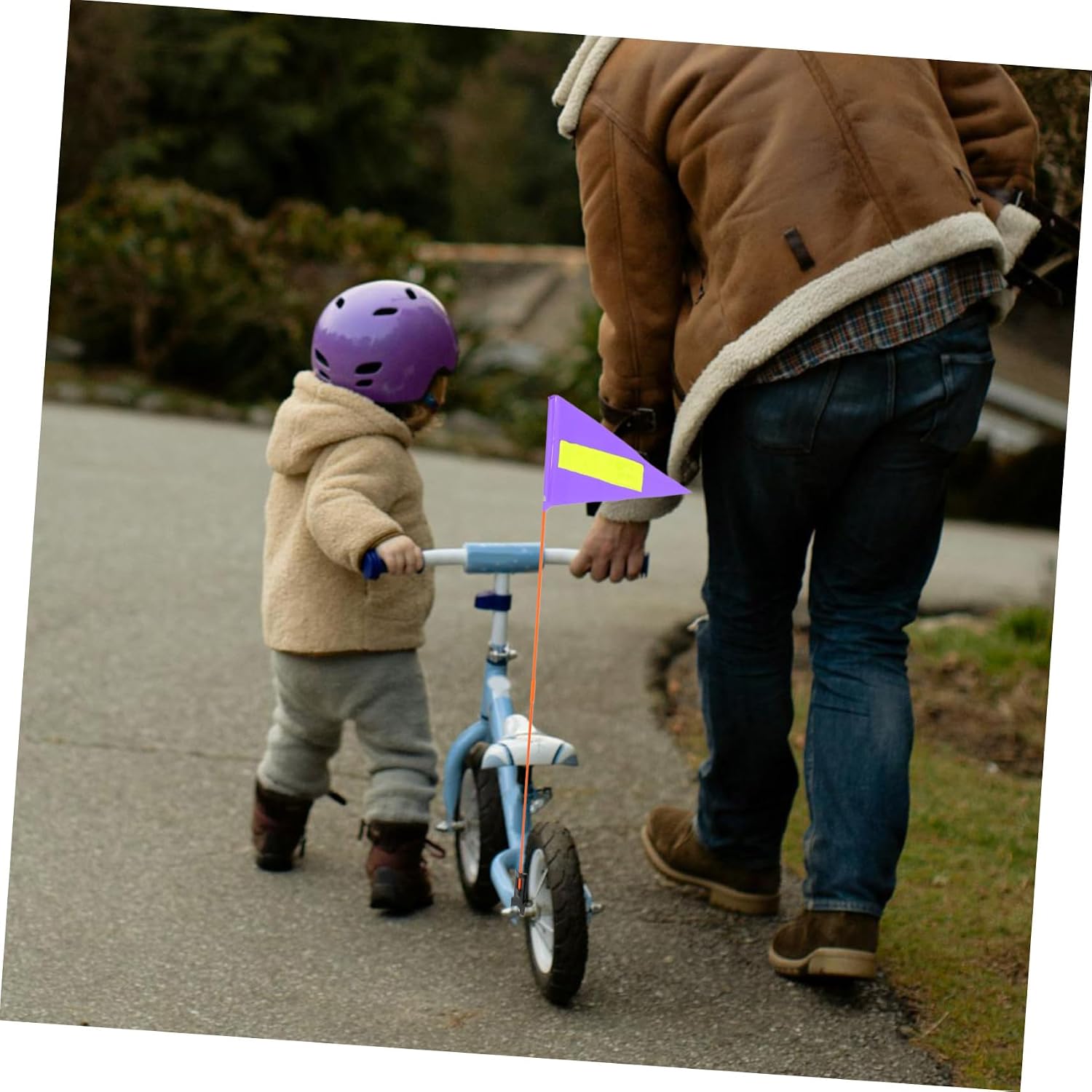 1 Set Bike Safety Flag with Flagpole High Visibility Purple Reflective Flag for Bicycles Easy to Remove Store Durable Solid Fiberglass Design for Boys
