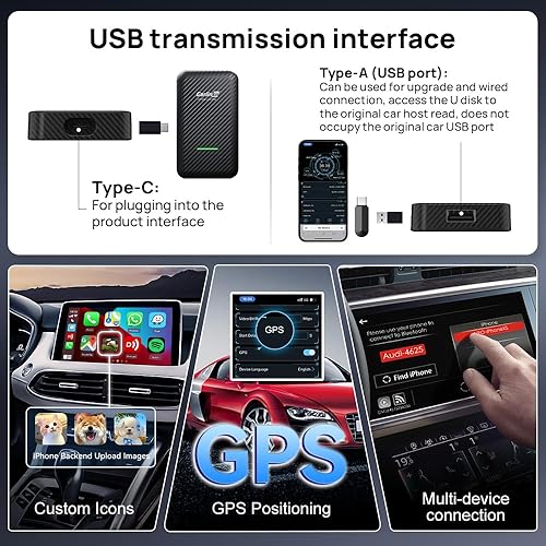 Miniatura 6 de CarlinKit CarPlay - Adaptador inalámbrico, adaptador 3.0 Apple CarPlay para automóviles CarPlay con cable OEM y iPhone, carcasa antideslizante