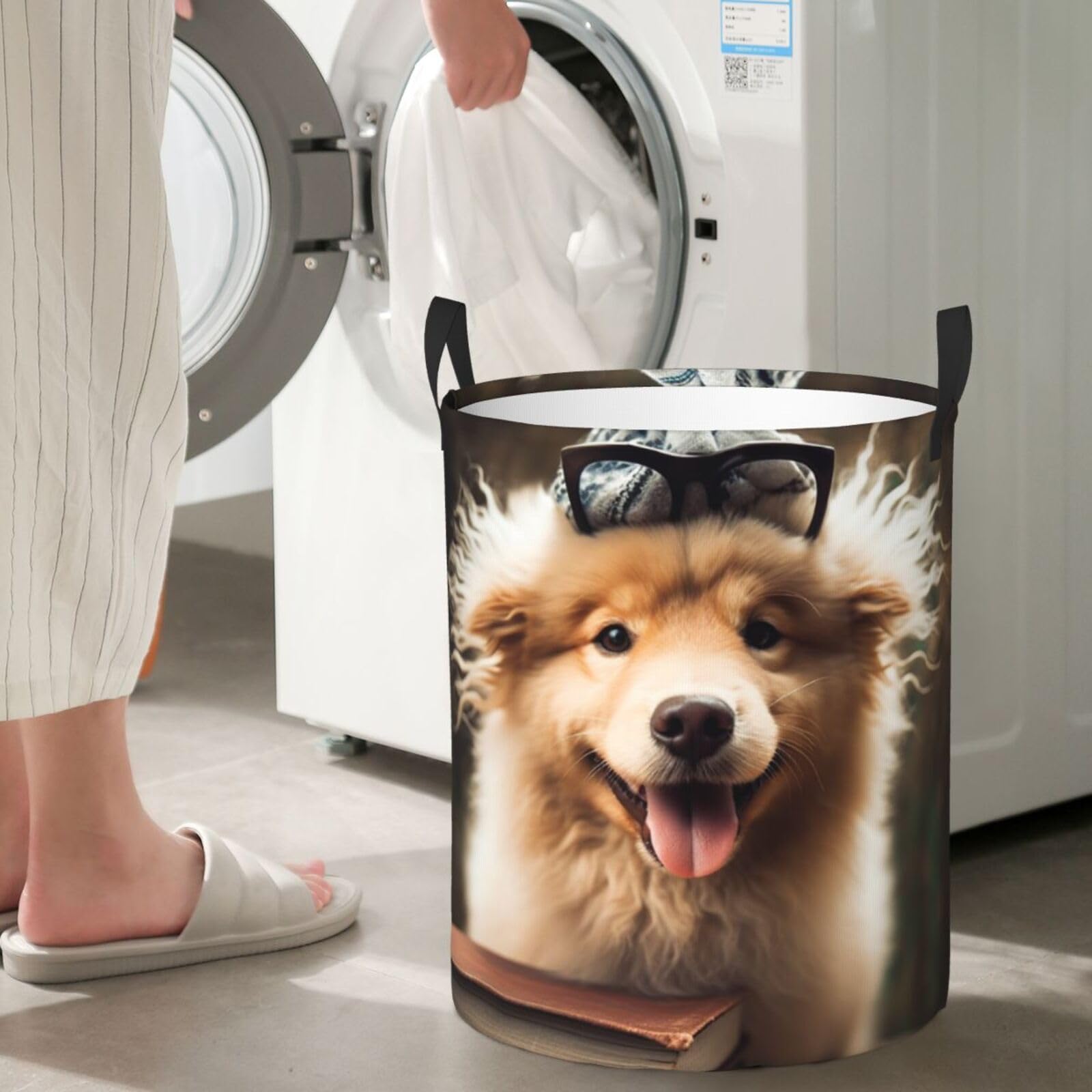 Wäschekorb Faltbar Mit Hundemuster – 48 X 41,9 Cm, Oxford-Stoff, Mit Griffen, Für Spielzeug & Wäsche