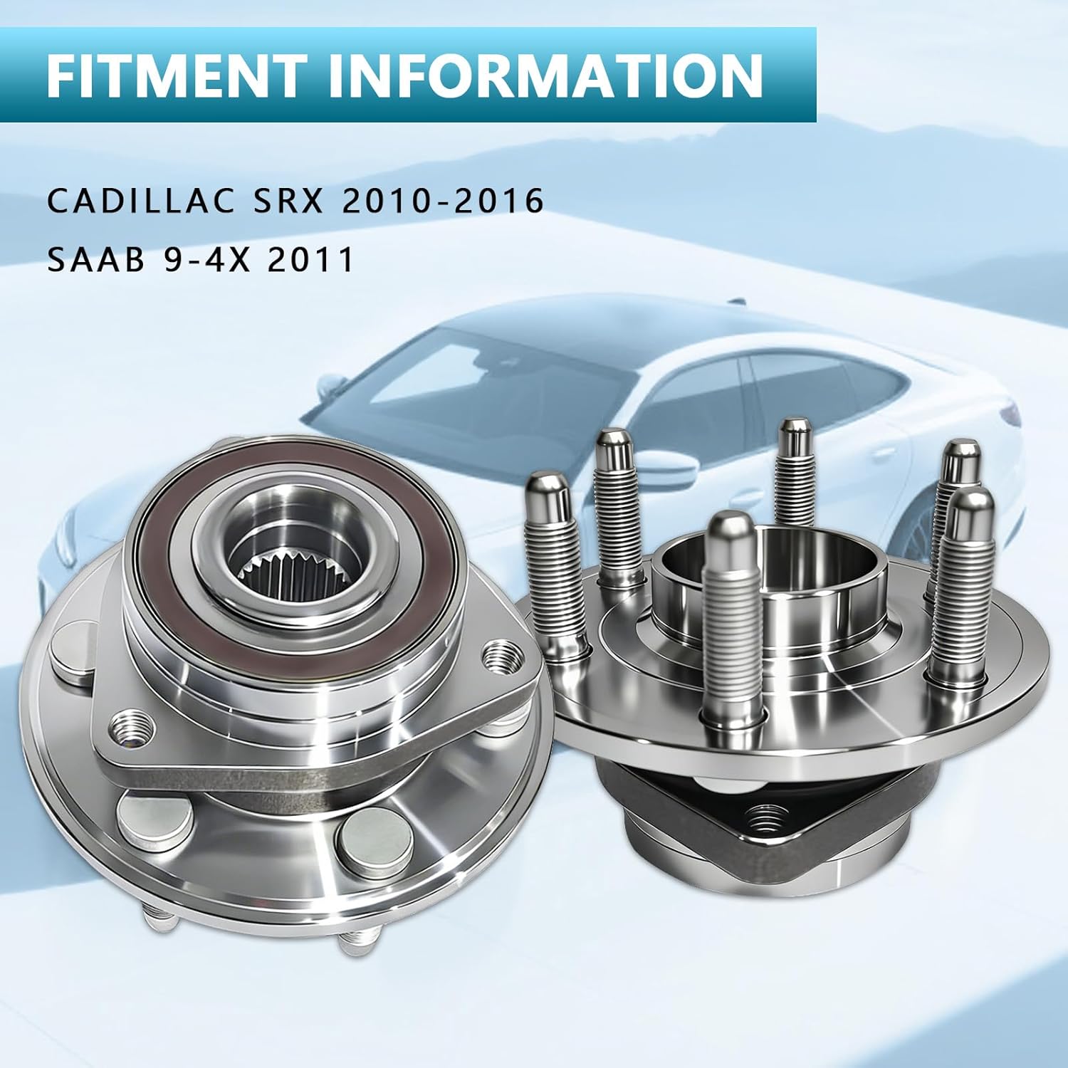 513289 Front/Rear Wheel Bearing and Hub Assembly Compatible with Cadillac SRX 2010 2011 2012 2013 2014 2015 2016, SAAB 9-4X 2011 w ABS - Image 3
