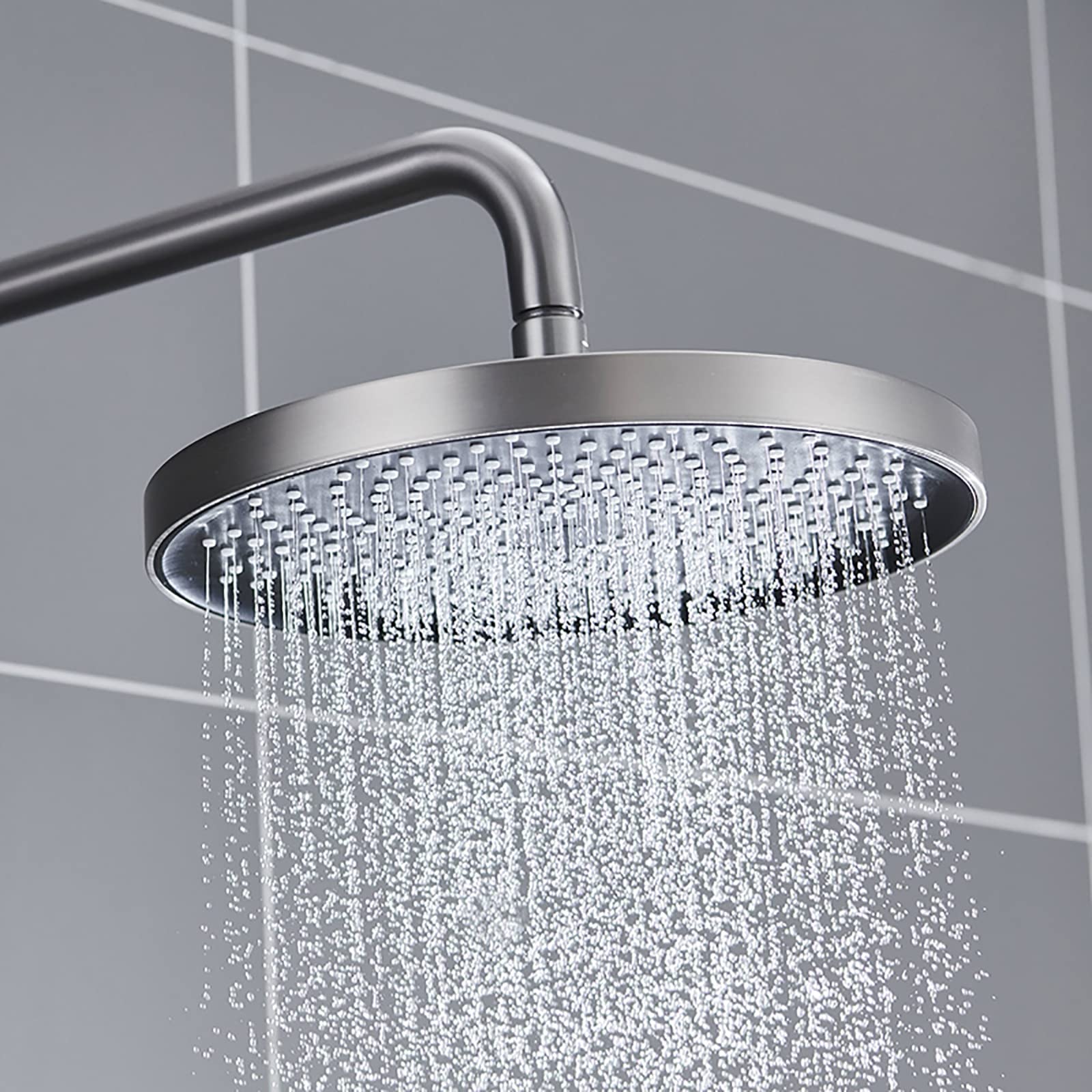 Sistema Doccia a Pioggia con soffione da 10 Pollici, Set Rubinetto termostatico a Parete, Cascata in Ottone, beccuccio per Vasca, doccetta a 3 modalità, Bidet S, Cromato (Grigio)