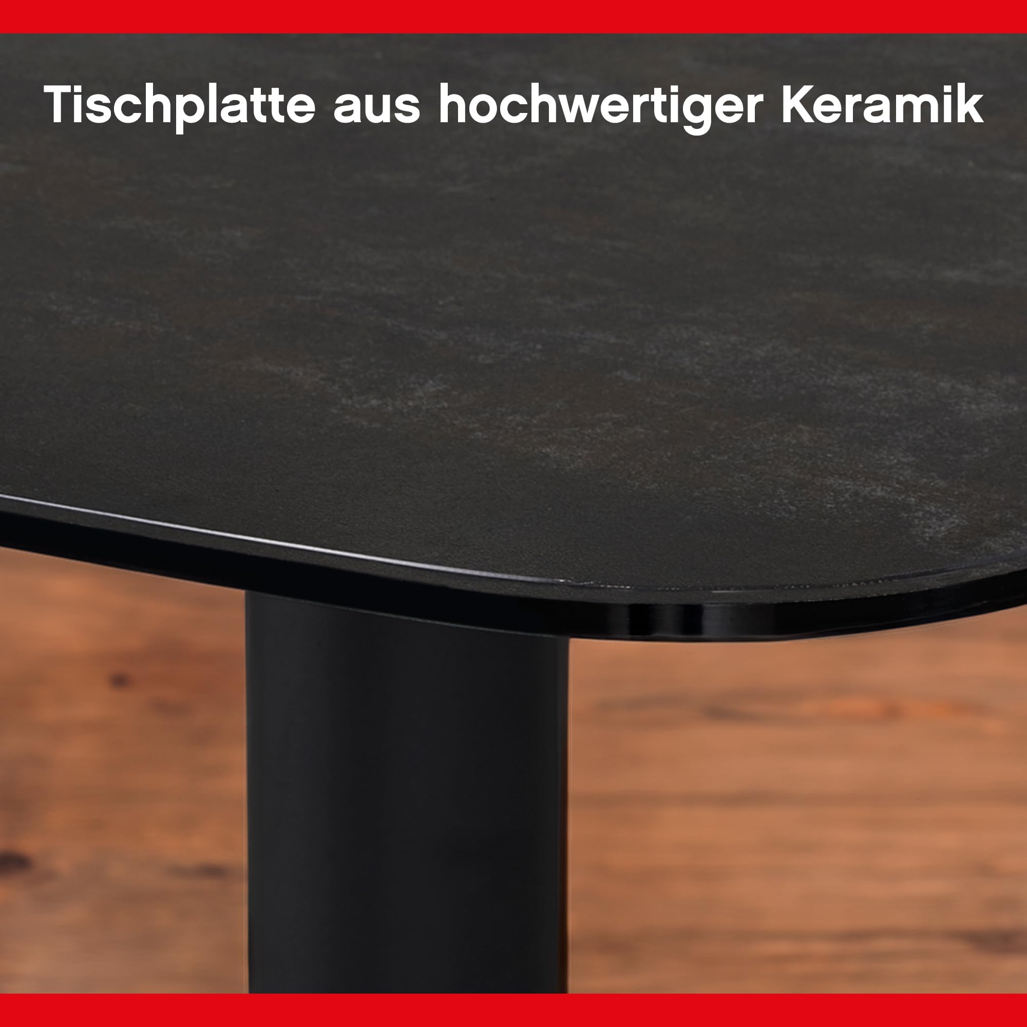 UNO Bartisch 120 x 65 x 105 cm Keramik Tischplatte Schwarz, Küchentisch, Küchentresen, rechteckiger Stehtisch, Säulengestell Eisen, UV Beständig, Fleckenresistent, pflegeleicht