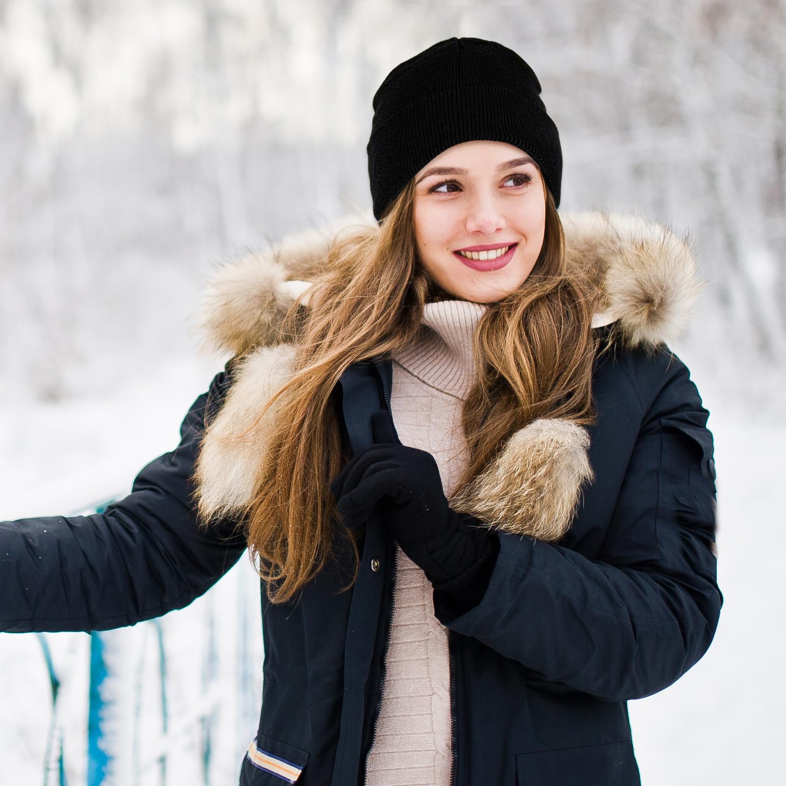 COMNICO dzianinowa czapka, 1 szt. Zimowe czapki unisex miękka lekka wiatroszczelna czapka z daszkiem rybaka ciepła ciasna czapka czapka na głowę z daszkiem do kompresji dla mężczyzn kobiet czarna