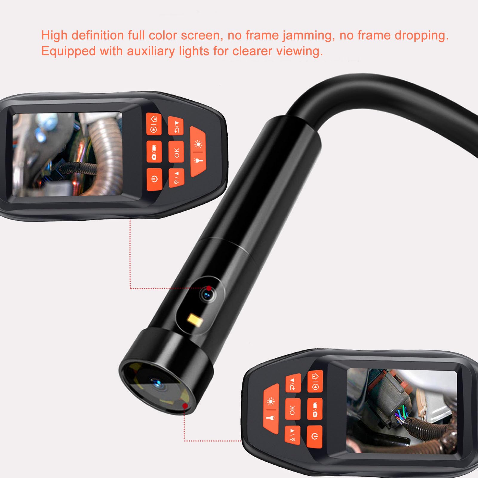 Kamera endoskopowa 3-calowy wyświetlacz LCD Kamera inspekcyjna 1080P Jasne światło Elastyczne zginanie Wodoodporna konstrukcja IP67 ułatwiająca kontrolę Boroskopy (10 m / 32,8 stopy)(5m/16.4ft)