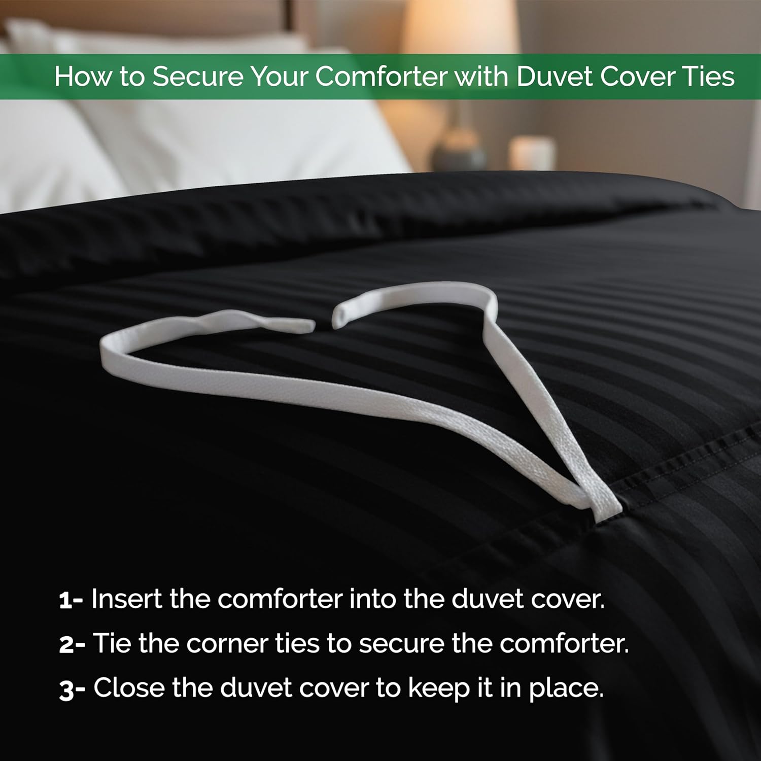 Elegant Comfort Luxury 3-Piece Striped Duvet Cover Set! - 1500 Premier Hotel Quality Silky-Soft Wrinkle Resistant Damask Stripe Duvet Cover Set, King/California King, Black