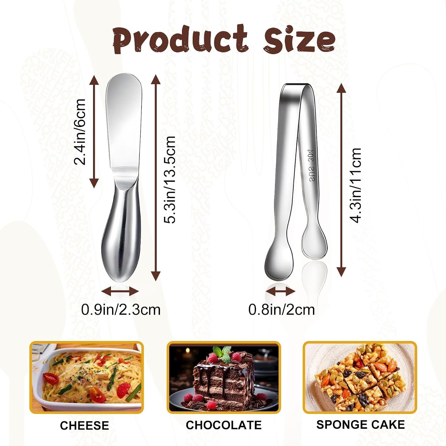 Spreader Knife Set,8-Piece Cheese and Butter Spreader Knives,Mini Serving Tongs,Stainless Steel Multipurpose Butter Knives Used for Cheese, Cold Butter, Jam and Other Kitchen Daily