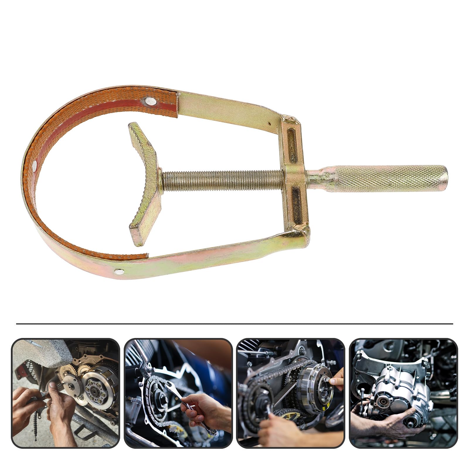 Baluue Chiave per Moto Dispositivo di Serraggio Puleggia Volano in Acciaio Compatto Supporto Volano Strumento per Riparazione Frizione e Bloccaggio Pignone per Manutenzione Motociclette