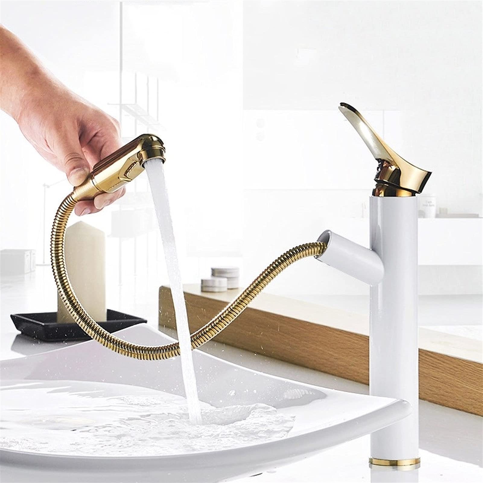 Grifo de cobre completo que elimina salpicaduras en el lavabo de baño 7