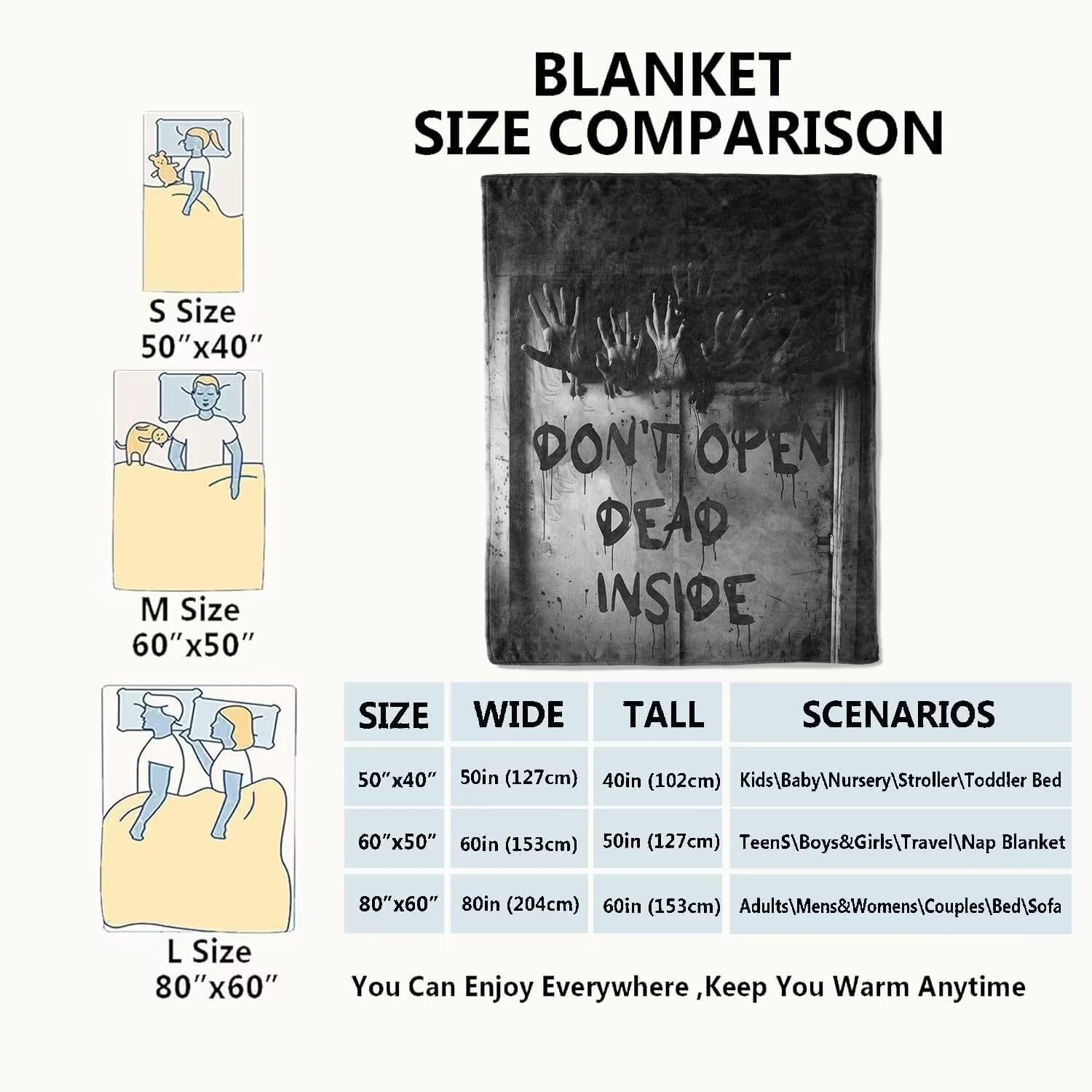 Horror Gothic Blanket,with Zombie Hands Throw Blankets,Gifts for Women Men, Lightweight Soft Fleece Cozy,for Sofa Couch Bed Room Travel,Festival Halloween Spooky Goth Decor,50x60in - Image 3