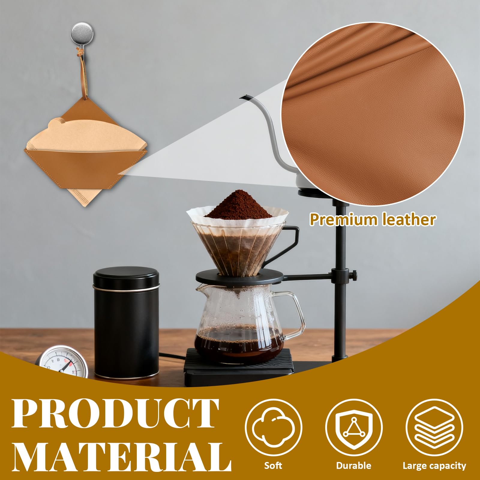 Metall Filterhalter Kaffeefilterhalter Aus Metall – Für Bis Zu 120 Filter, Schwarz, Mit Silikonpads, Wandhängend Oder Stehend – Für Café & Zuhause