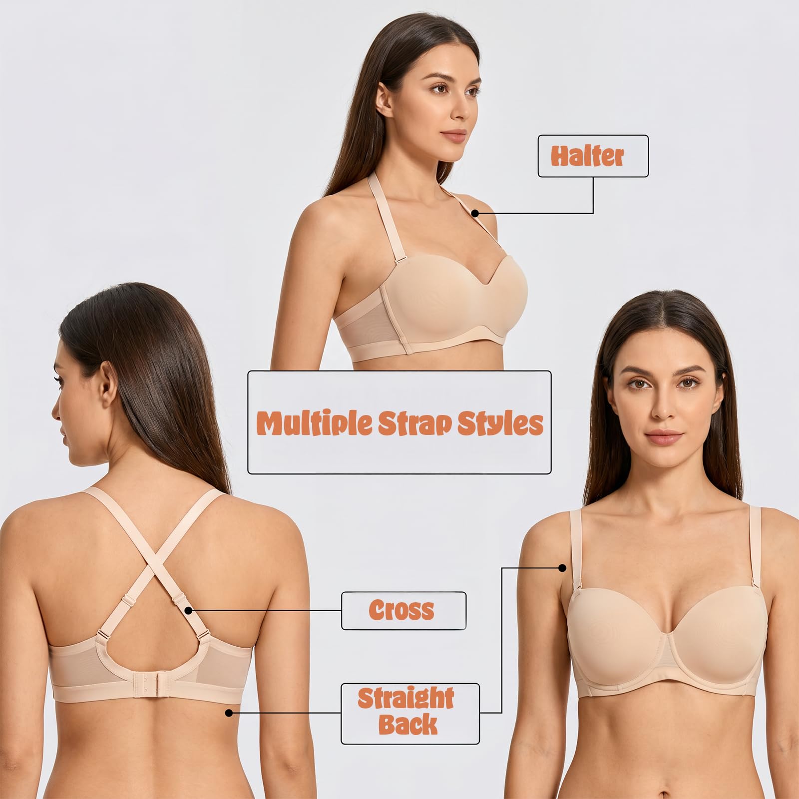 4 Paar BH Träger Halter,Verstellbare Elastische BH-Träger,Damen Rutschfester BH Träger,Ersatz BHS Schultergurte,Passt Alle Cup-Größen