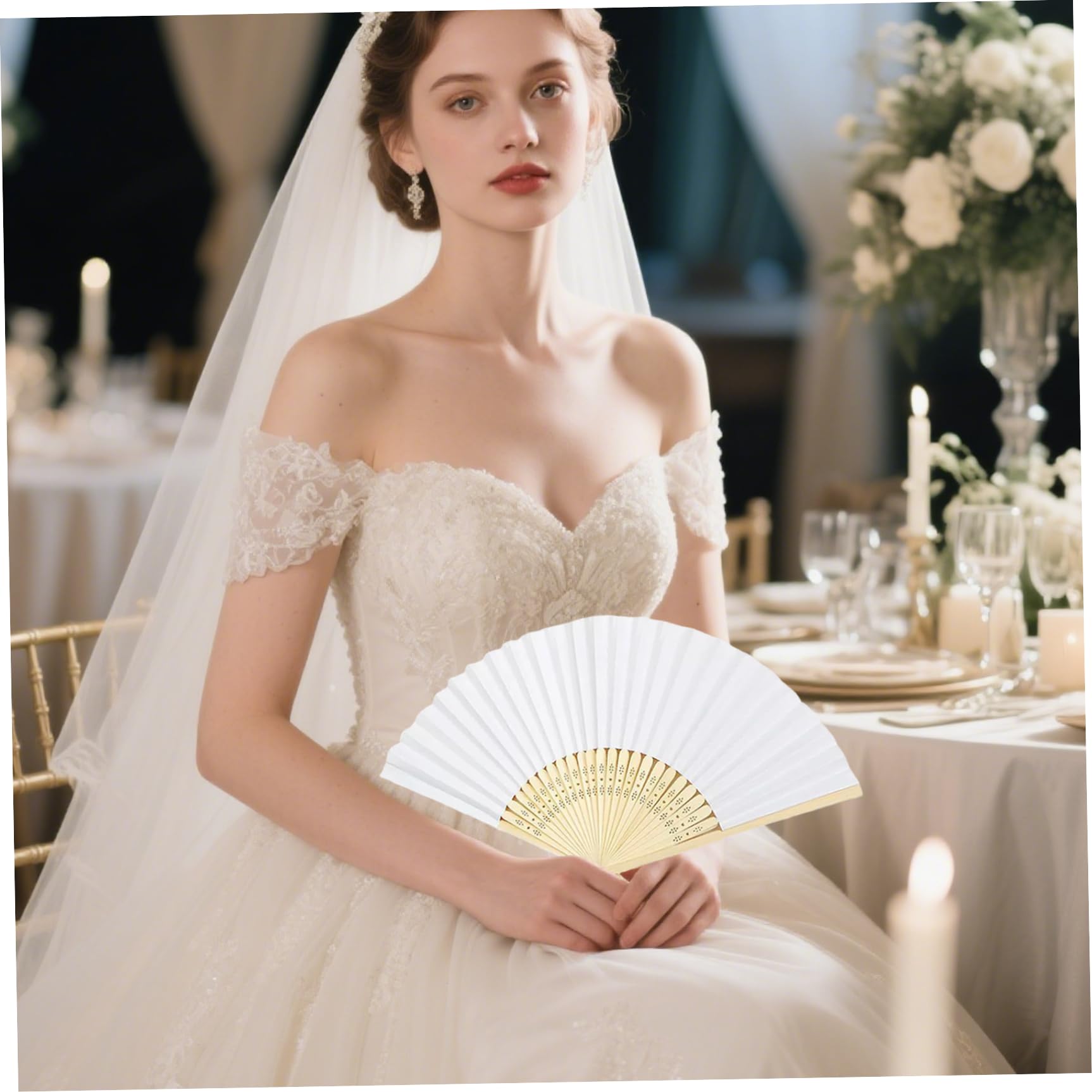 52 Stück Hochzeitsfächer aus leerem Bambus, faltbar für DIY-Partydekoration