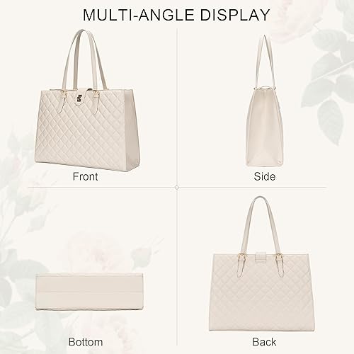 Miniatura 3 de Bolsa acolchada para laptop para mujer, bolsa de trabajo de 15.6 pulgadas, bolso de hombro de gran capacidad para negocios, oficina, viajes, uso