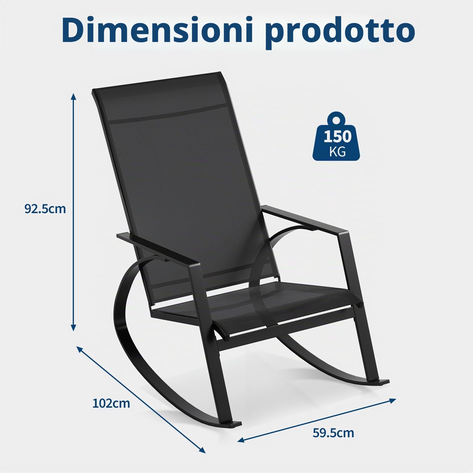 Garvee Extra Grande Sedia a Dondolo da Esterno in Metallo Robusta, Poltrona Dondolante per Giardino Terrazza Piscina Patio, Sedia Relax per Giardino e Spazi Esterni