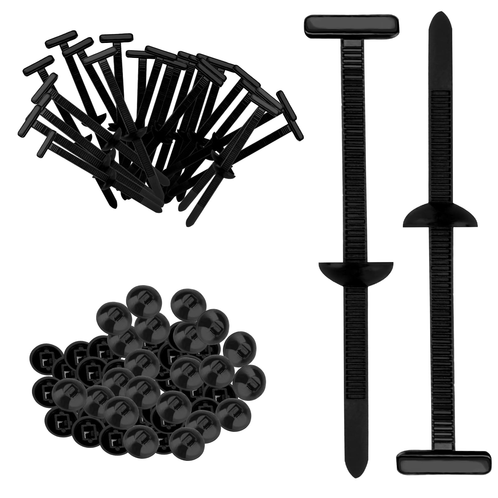 100 Pieces Heavy Duty Nylon Universal Cable Tie Buckle, Self-Locking Auto Zip Tie Buckle Holder with Pin & Button, Snap-Fit Bumper Retainer Zipper Clips for Cars Panel Fasteners Fender Liner (100)