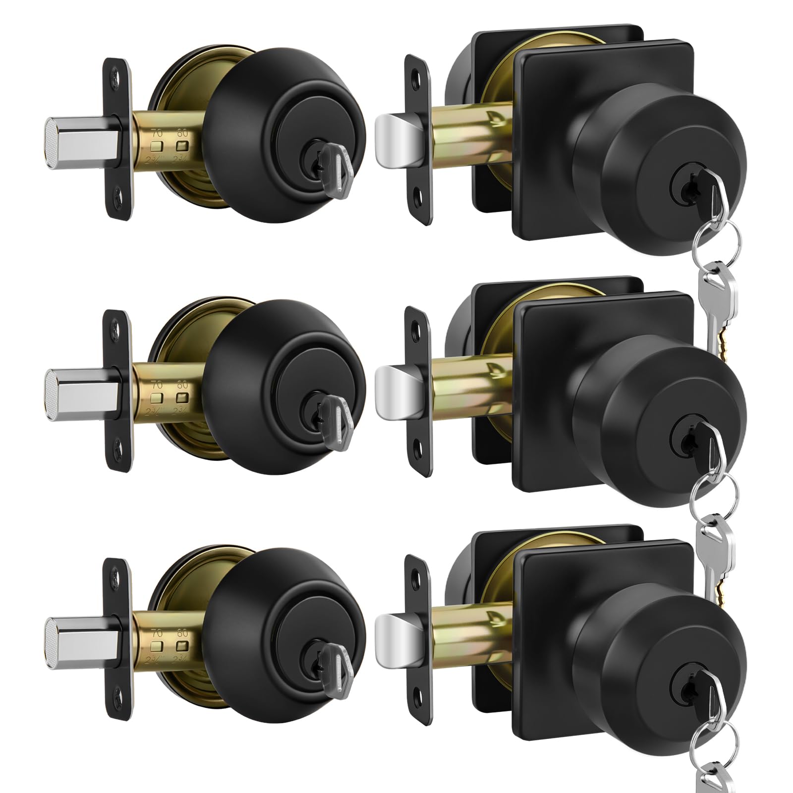 Haidms Matte Black Passage Door Knobs - 6 Pack -11