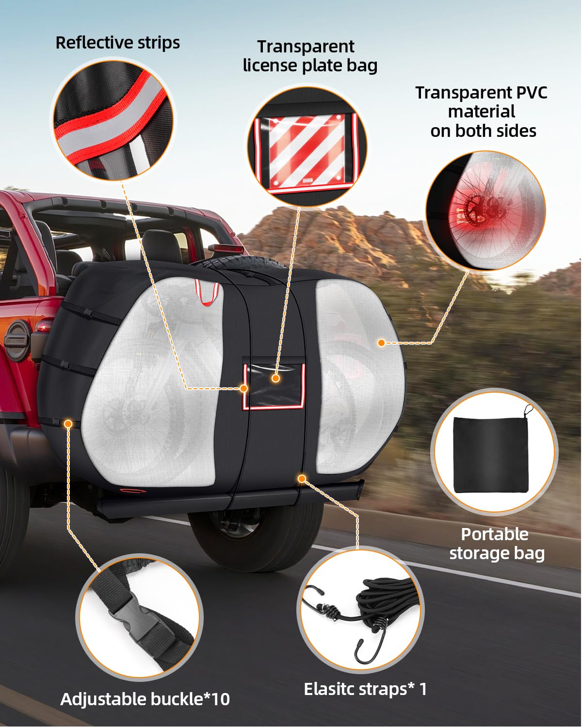 Funda para bicicleta al aire libre para transporte de 1/2 fundas para bicicletas en el estante trasero, impermeable, fundas de transporte para bicicletas en enganche de coche, almacenamiento de viaje