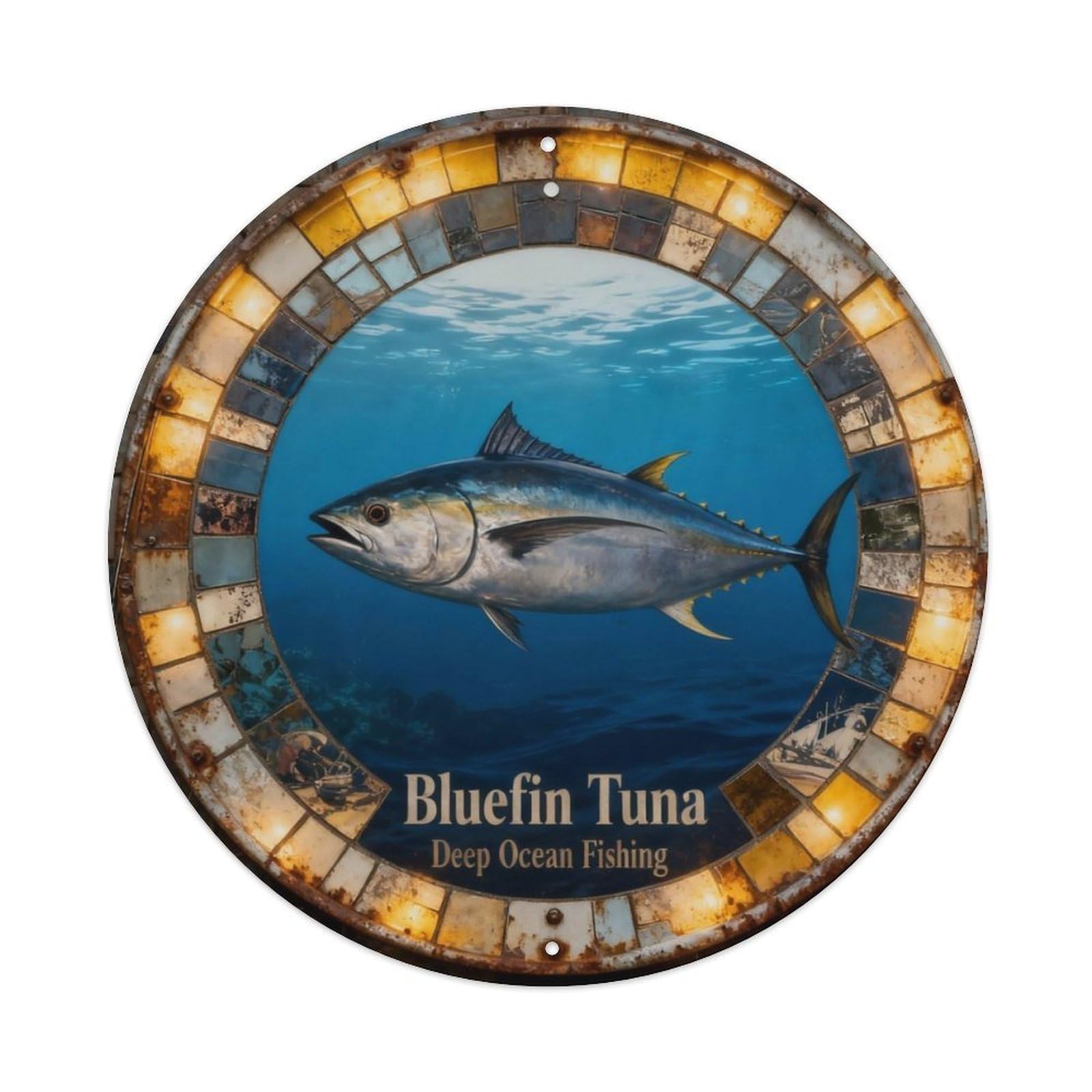 Bluefin Tuna Deep Ocean Fishing Metal Tin Sign Plaque