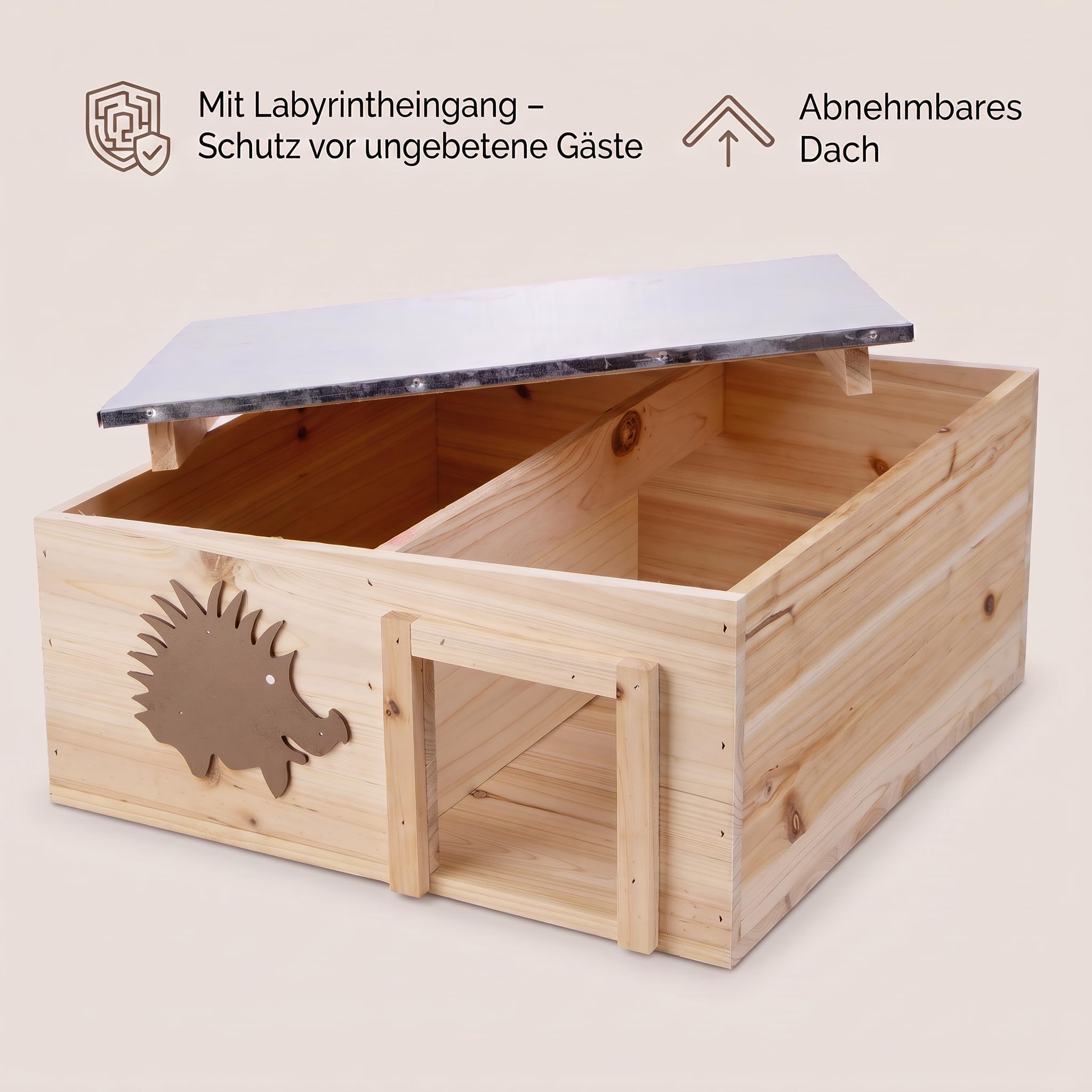 CULT at home Igelhaus mit Boden aus Holz 37 x 37 x 18 cm
