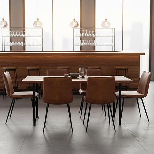 Miniatura 2 de DUHOME PU Leather Dining Chairs Upholstered Chairs Set of 4 Side Chair Yellowish-Brown amarillento-marrón,Camello,Marrón oscuro