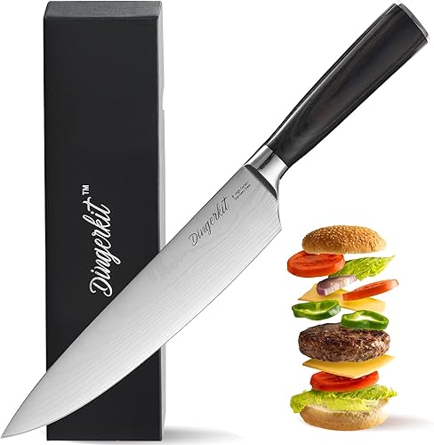 Cuchillo de chef, cuchillos de chef hechos de acero inoxidable de alto carbono con patrón de damasco, cuchillo de chef de 8 pulgadas para tallar