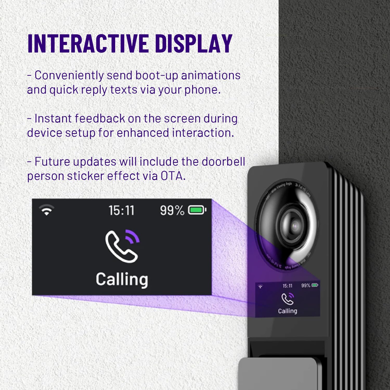 Campanello video wireless con set di blocco intelligente - incl. campanello, doppia fotocamera, 5MP 3K QHD, schermo 2 '' e 32 GB eMMC, rilevamento del movimento e allarme in tempo reale, audio a 2 vie