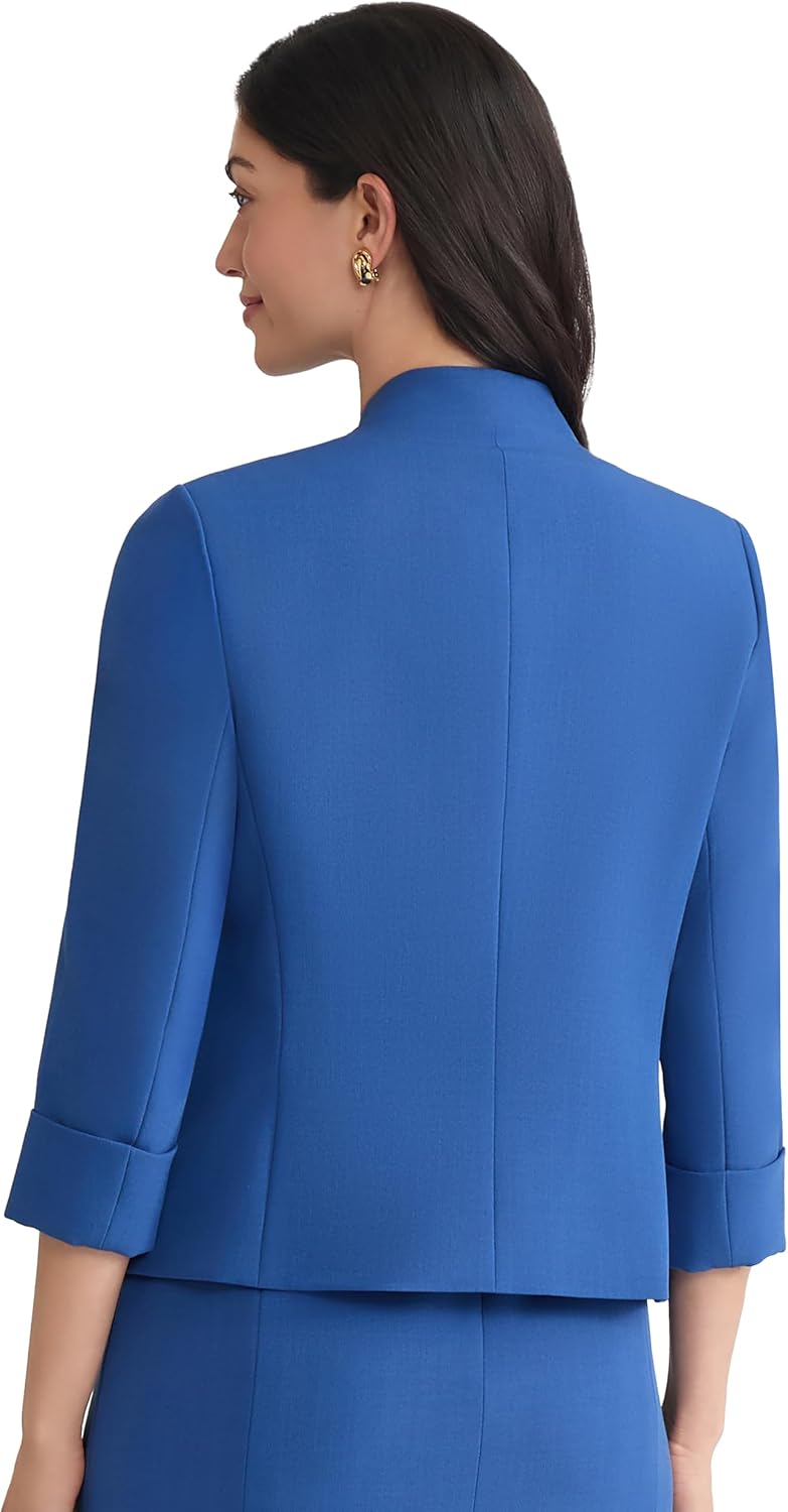 Kasper Womens Stretch Crepe Open Jacket with Zip Pockets - Image 3