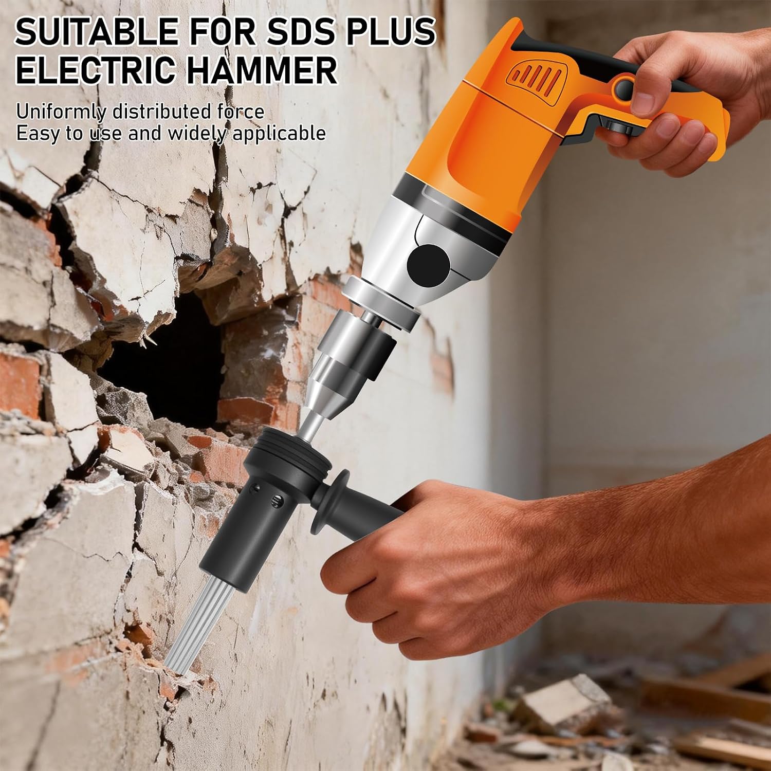 18-Prong Needle Scaler SDS Plus Attachment for Rotary Hammer Drill, Heavy Duty Electric Needle Scaler Converter for Paint Stripping, Concrete Scabbling & Weld Cleaning