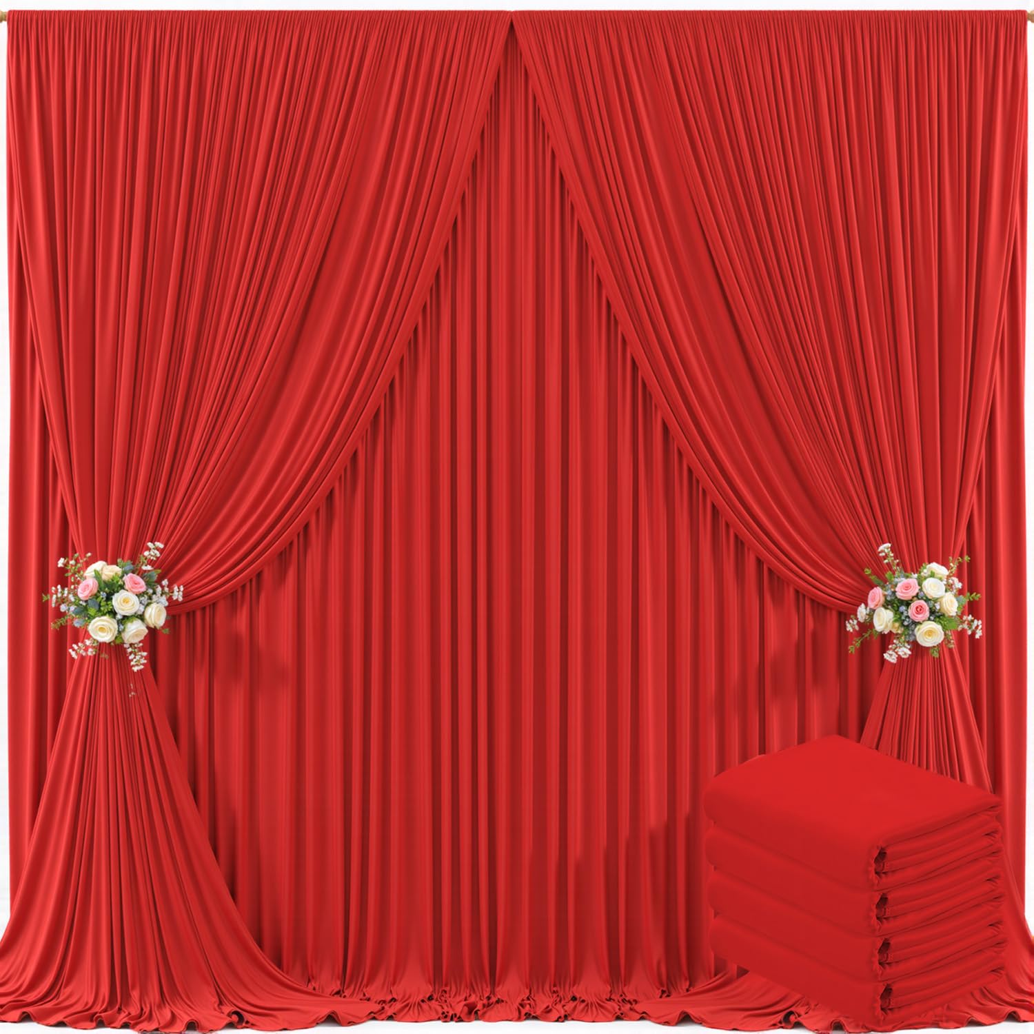 40ft x 10ft Ivory Backdrop Curtain for Wedding Ivory Wrinkle Free Backdrop Drapes Panels for Parties Baby Shower Bridal Shower Birthday Photo Photography Polyester Fabric Background Decoration — view 96