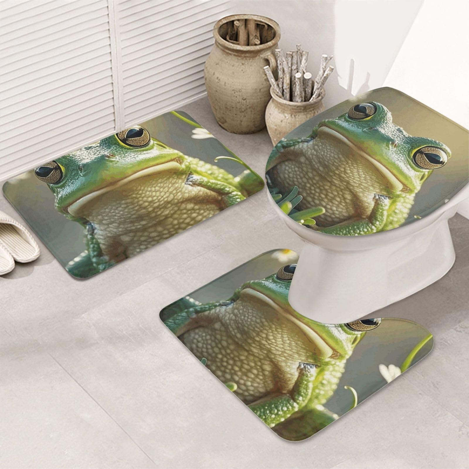 Tapis de salle de bain antidérapant lot de 3 microfibre lavable contour en U
