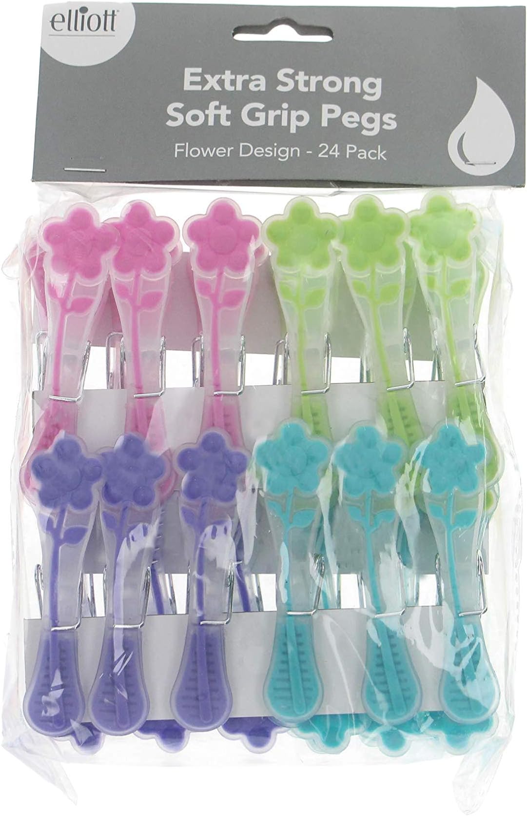 Elliotts Extra Strong Soft Grip Flower Pegs 24 Pack