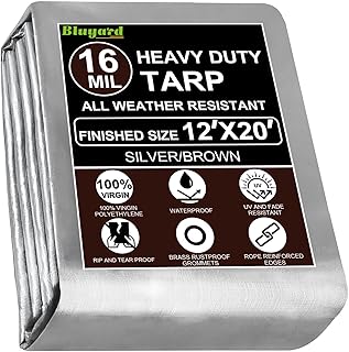 Tarp Waterproof 12x20 Ft Heavy Duty Tarp Thicker 16 Mil Large Tarps with...