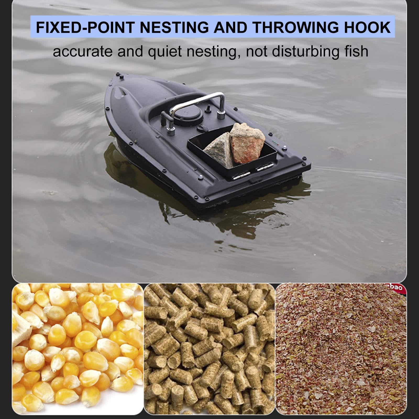 Barco Cebador Carpfishing, Barco Cebador Pesca de Control Remoto 500M de Crucero de Velocidad Fija, Barco de Cebo de Pesca con Luz de Nocturna LED, Carga de 1,5 kg,Rojo,12000mAh
