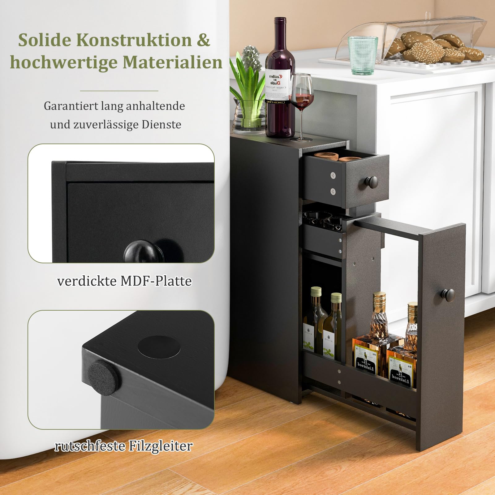 COSTWAY Smalle badkamerkast met 2 lades en