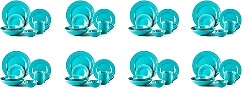 Miniatura 3 de Pearl Dots - Vajilla de cerámica (turquesa, juego de 56 piezas)