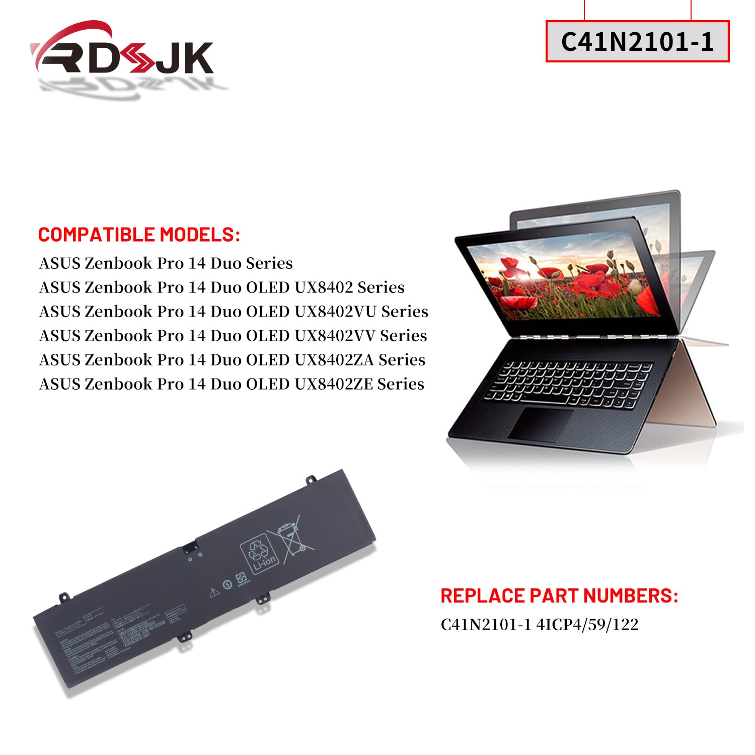 Amazon.com: RDSJ C41N2101-1 Laptop Battery for ASUS Zenbook Pro 14