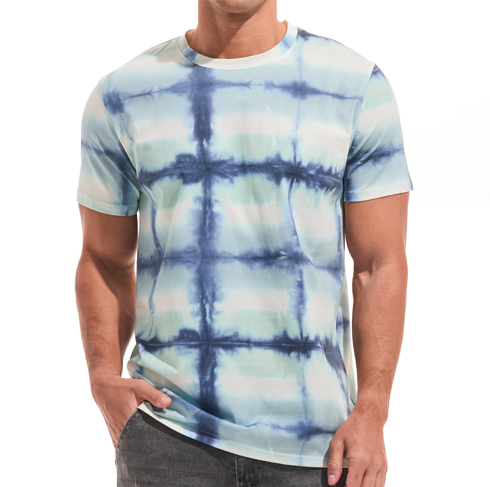 USALL Herren Sommer DruckT-Shirt 95% Baumwolle Casual Atmungsaktives Männer T-Shirt Kurzarm
