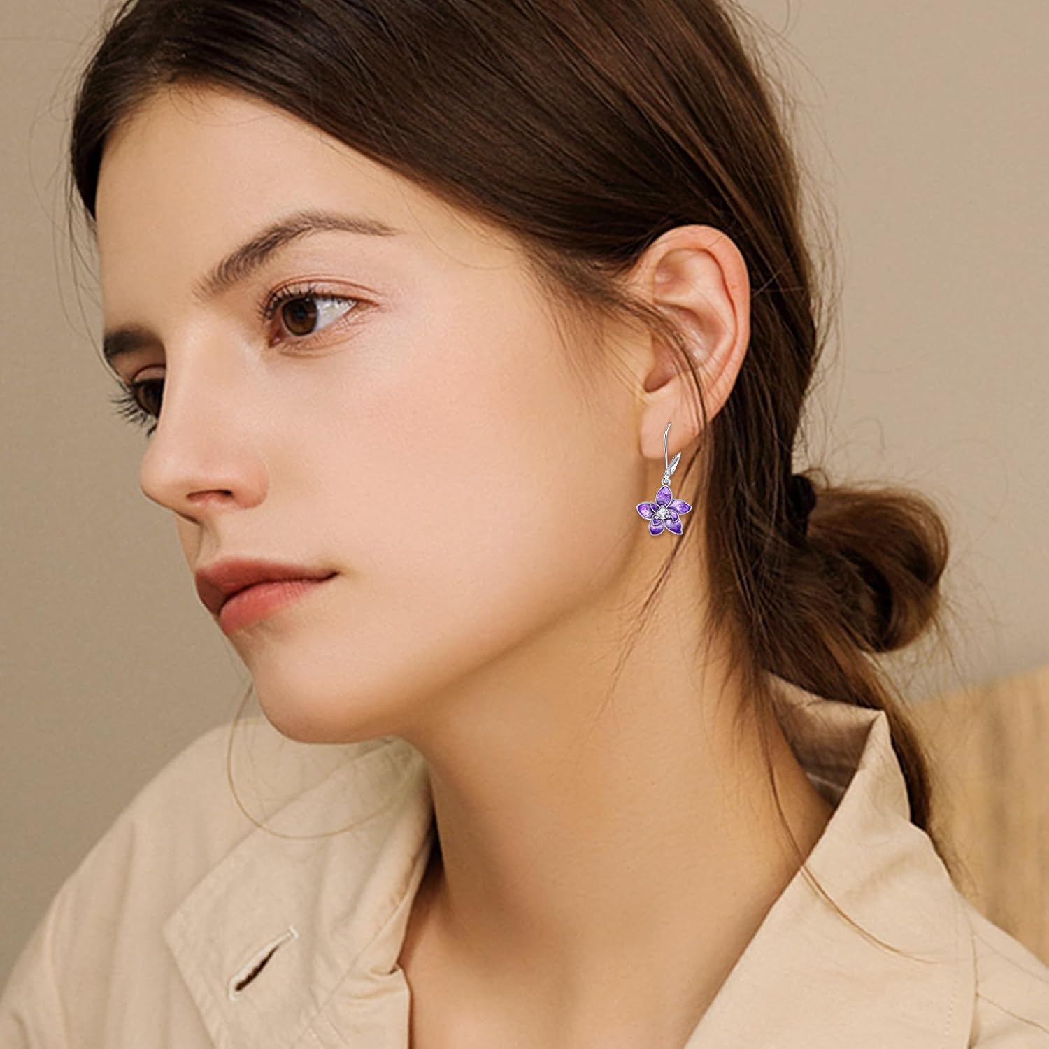 TIGER RIDER Orchid/Hibiscus/Rose/Peony/Lotus/Daisy/Cherry Blossom/Sunflower/Mushroom 925 Sterling Silver Leverback Earrings Flora Jewelry Gift for Women Birthday Christmas - Image 4