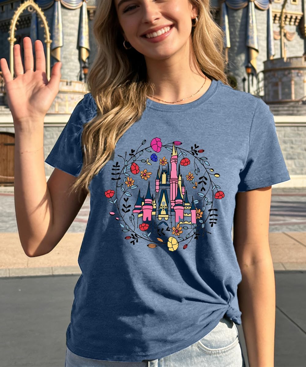 Magic Castle Shirt for Women Cute Kingdom Graphic Tshirt Casual Holiday Vacation Short Sleeve Tee Tops - Image 3