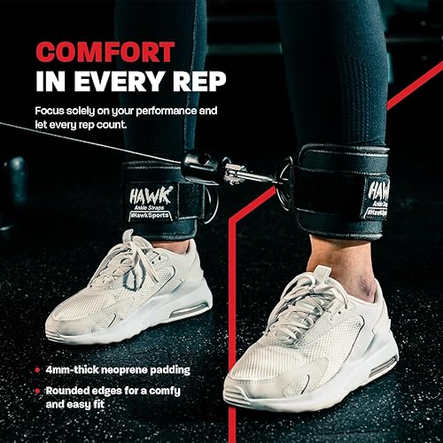 Miniatura 3 de Hawk Sports Correas de tobillo para máquinas de cable para entrenamientos mejorados de glúteos, piernas y otros entrenamientos de la parte inferior