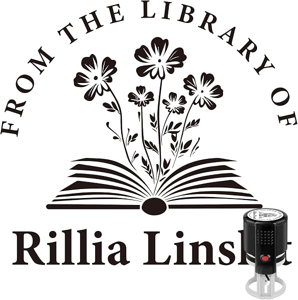 Sello Personalizado de Biblioteca con Diseño Floral
