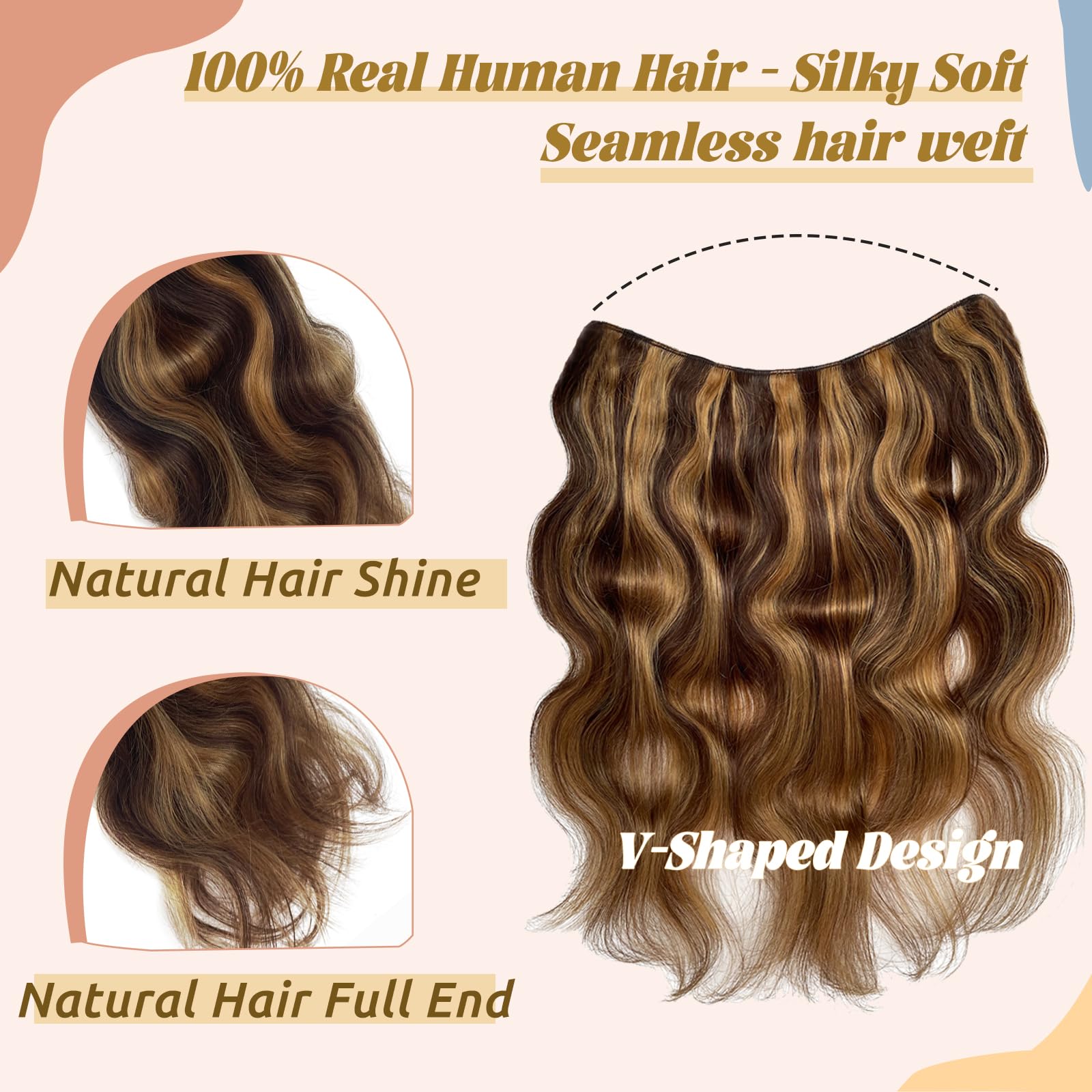 Amazon.com : Wavy Clip in Hair Extensions Real Human Hair  display picture 1