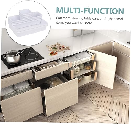 Miniatura 6 de Cabilock Práctico divisor de almacenamiento para oficina en casa, caja de almacenamiento blanca, estuche de plástico para cosméticos