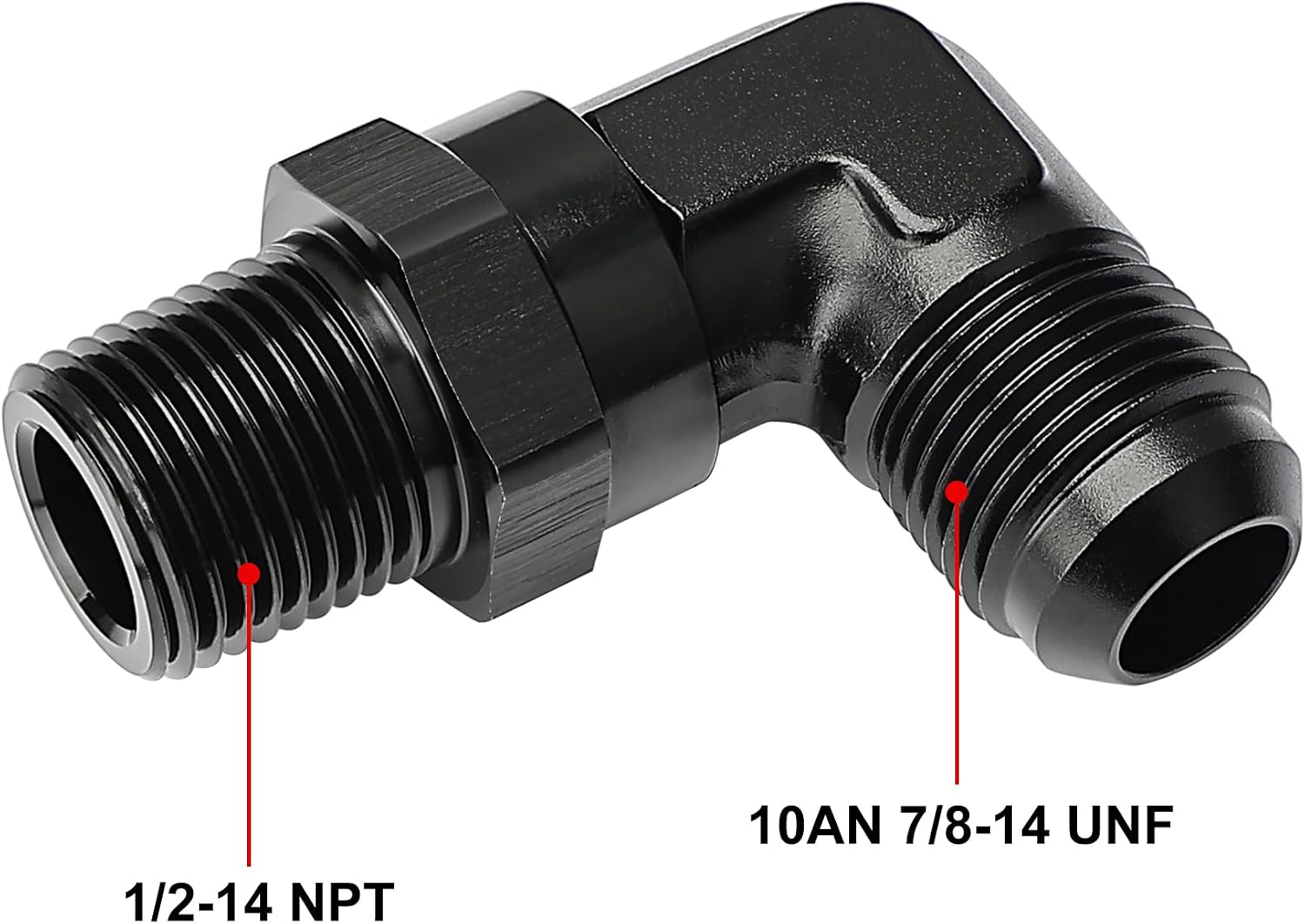 EVIL ENERGY 10AN Male Flare to 1/2" NPT 90 Degree Swivel Fitting Adapter Aluminum Black
