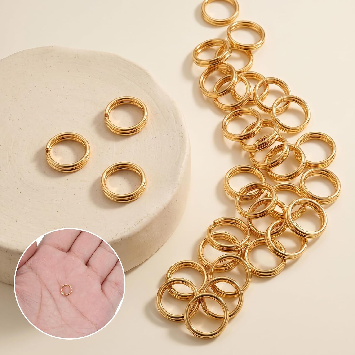 8mm 200PCS Key Rings Bulk,Double Loops Split Metal Keychain Rings