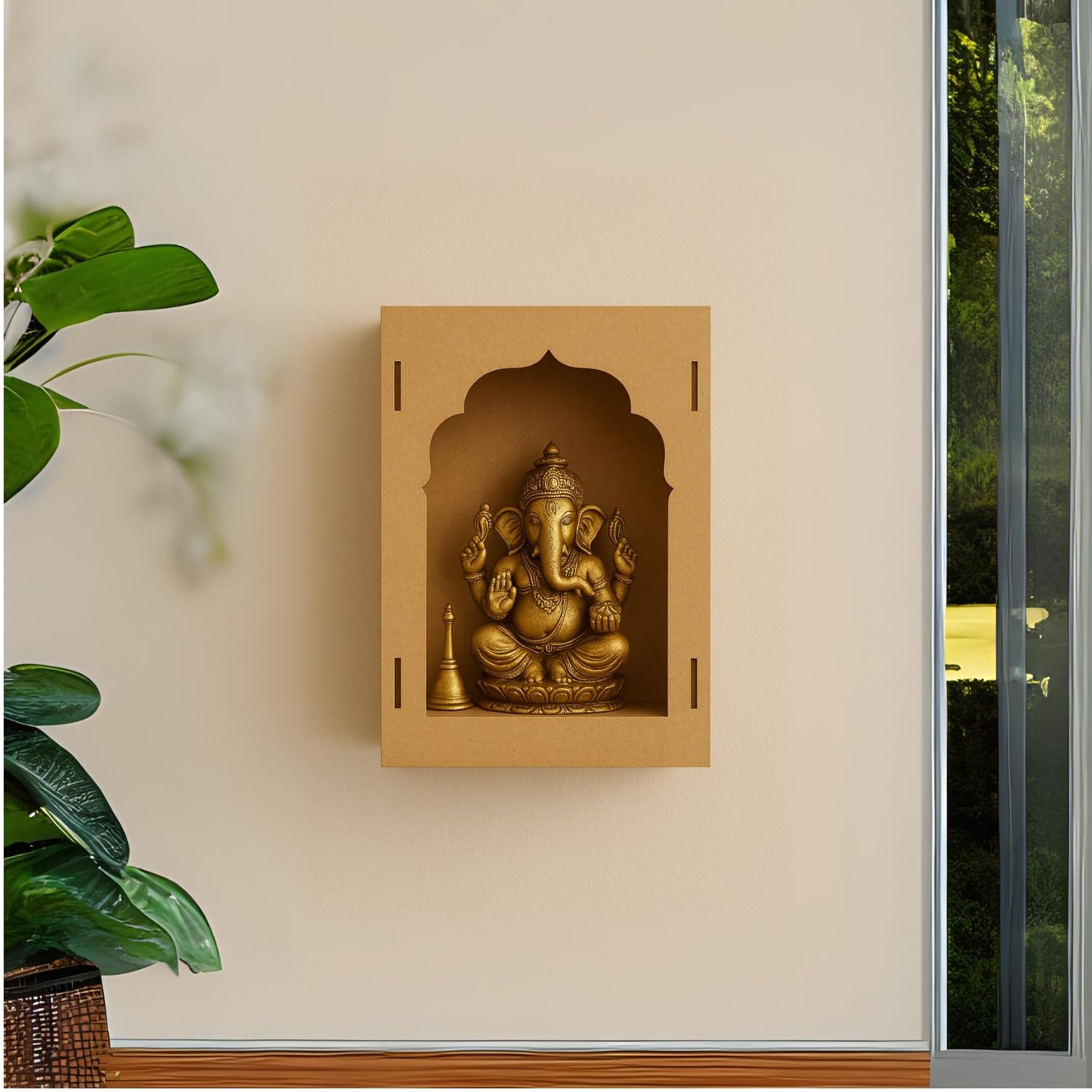 LET'S DIY Unfinished Wood MDF Jharokha Wall Decor Kit - Plain Box Cutout Wooden Craft for Creative Home Decor, Customizable Frame for Art, Painting, and DIY Projects 3